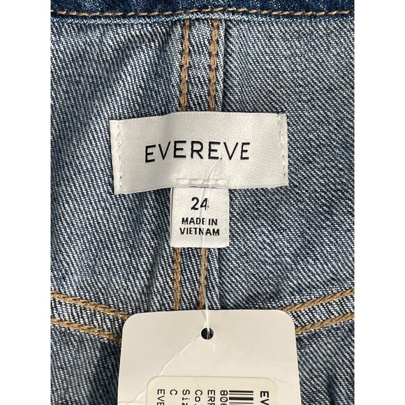Evereve Ever Slouchy Jeans Size 24 Blue Dark Rinse Slit Distressed Hem Denim NEW - Picture 4 of 9